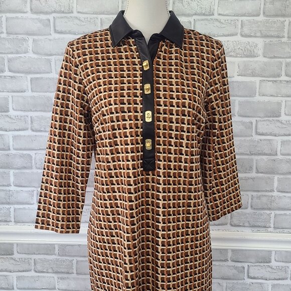 J. Mclaughlin Falcon Bainbridge Printed Point Collar Sheath Dress M NEW Classic - Picture 2 of 8